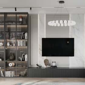 Диалог поколений. Дизайн и ремонт квартиры 93м2 ЖК Хэдлайнер в неоклассике. Кухня-гостиная