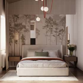 Очарование природы. Дизайн и ремонт загородного дома 116м2 в КП Британика в современном стиле. 2 этаж Спальня