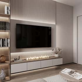 Фотографии гостиных. Ода современности. Дизайн и ремонт квартиры 63м2 ЖК Рассказово в современном стиле. Гостиная, фото 05.