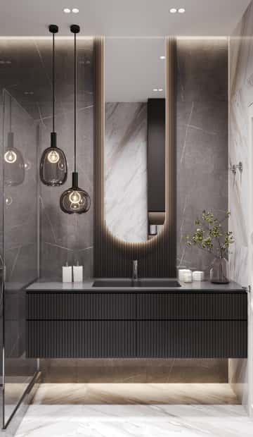 Диалог поколений. Дизайн и ремонт квартиры 93м2 ЖК Хэдлайнер в неоклассике. Санузел 2