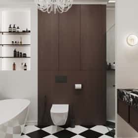 Новелла на французском. Дизайн и ремонт квартиры 67м2 в ЖК Зиларт в современном стиле с элементами французской классики. Мастер-санузел, фото 01