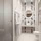Фото аппликации мопсов на плитках отлично подходят под интерьер ванной комнаты. Дизайн и ремонт квартиры в ЖК «Испанские кварталы» — Семейные драгоценности. Фото 034