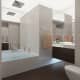 Квадратная ванна встроенная в общий интерьер ванной комнаты. Дизайн и ремонт квартиры в ЖК «Газойл сити» — Воздушная геометрия. Фото 017