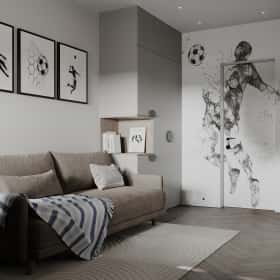 Фотографии детских. Растим чемпиона. Дизайн и ремонт квартиры 80м2 ЖК Ивантеевка 2020 в современном стиле. Детская.