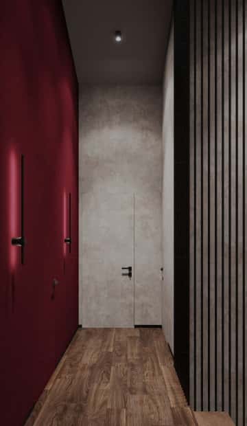 Встроенные в стену светильники придают пространству динамику