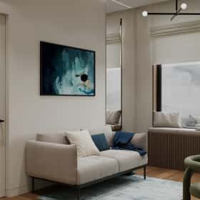 Объятия моря. Дизайн и ремонт квартиры 91м2 ЖК Событие в современном эко-стиле. Кабинет, фото 03