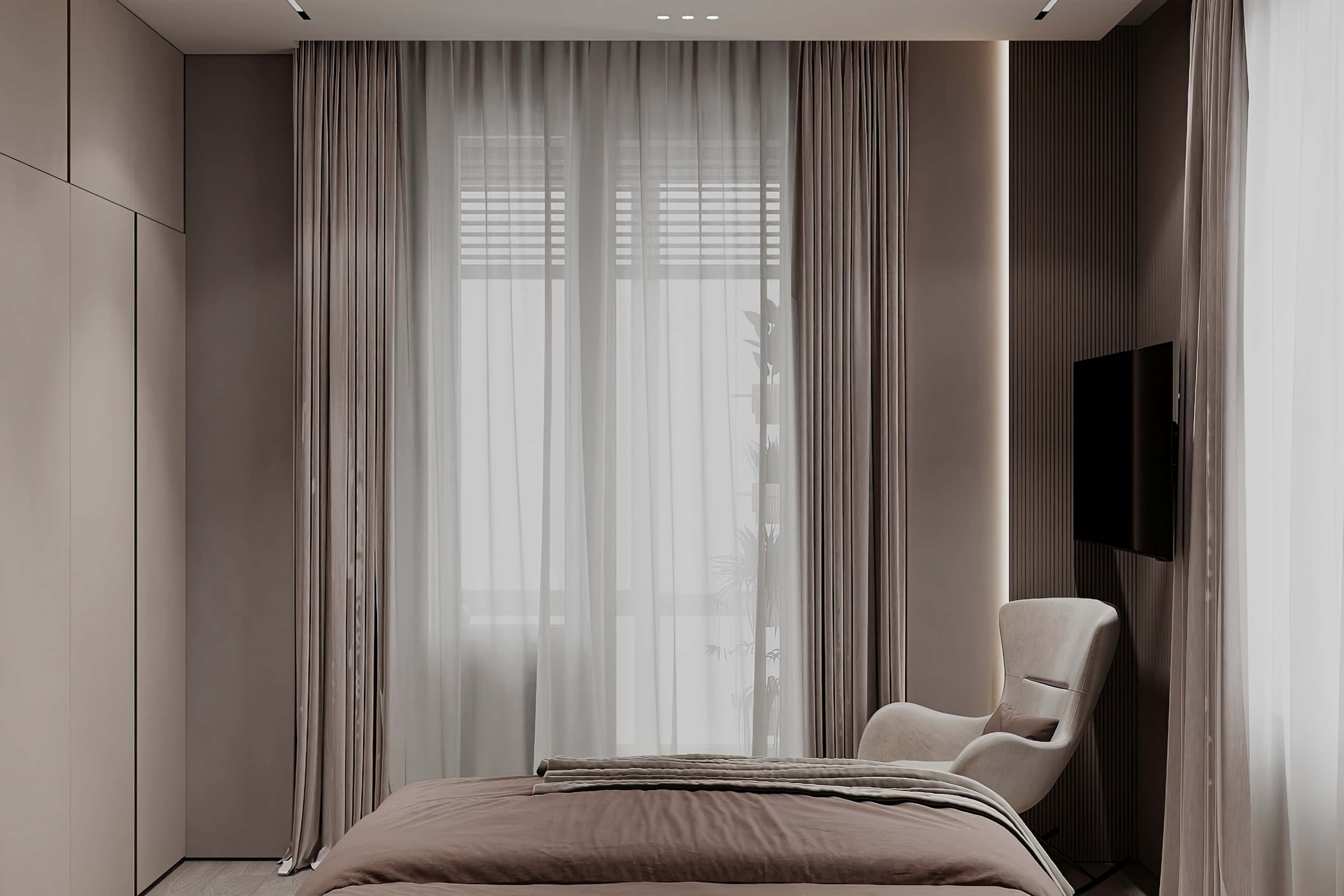 Оформление интерьера спальни. Фото № 80818.