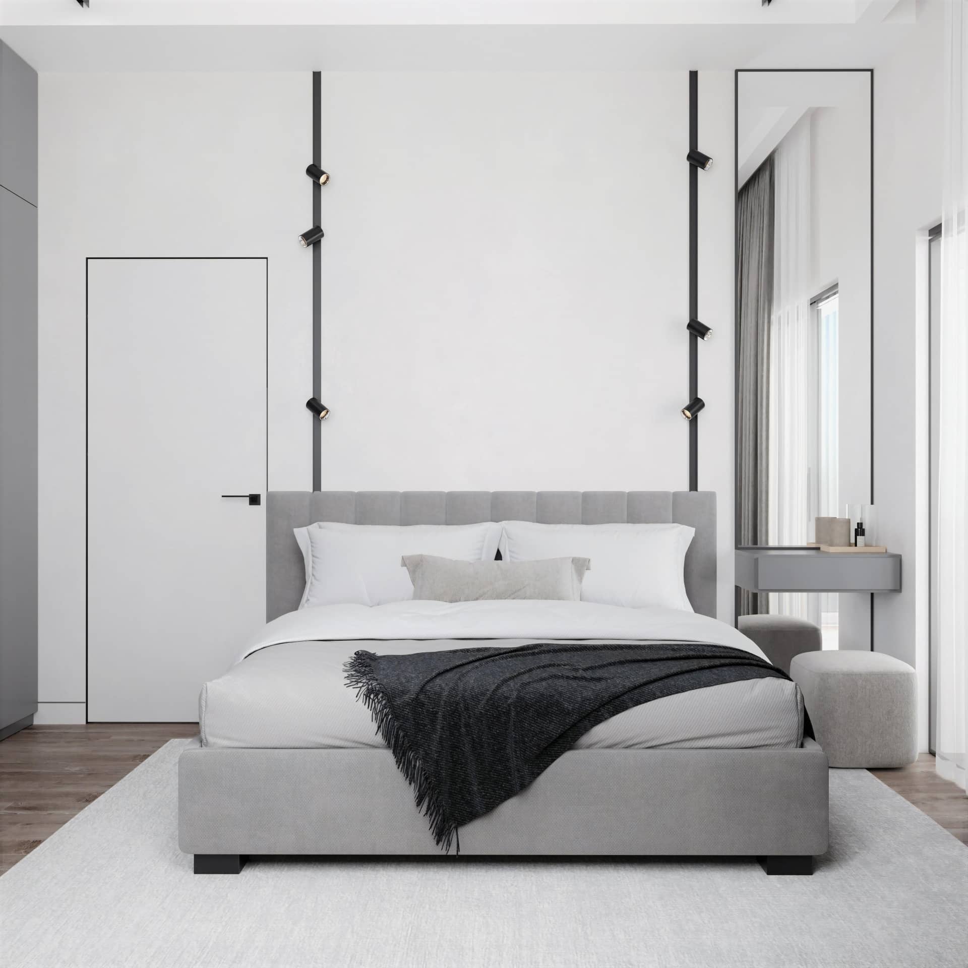 В дизайне спальни востребованы спокойные природные оттенки и чёрно-белый минимализм