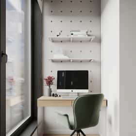 Скандинавский акцент. Дизайн и ремонт квартиры 95м2 ЖК Садовые кварталы в современном стиле. Лоджия