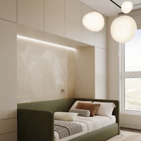 Цвета природы. Дизайн и ремонт квартиры 110м2 в ЖК Wow в современном стиле. Спальня младшего сына, фото 01