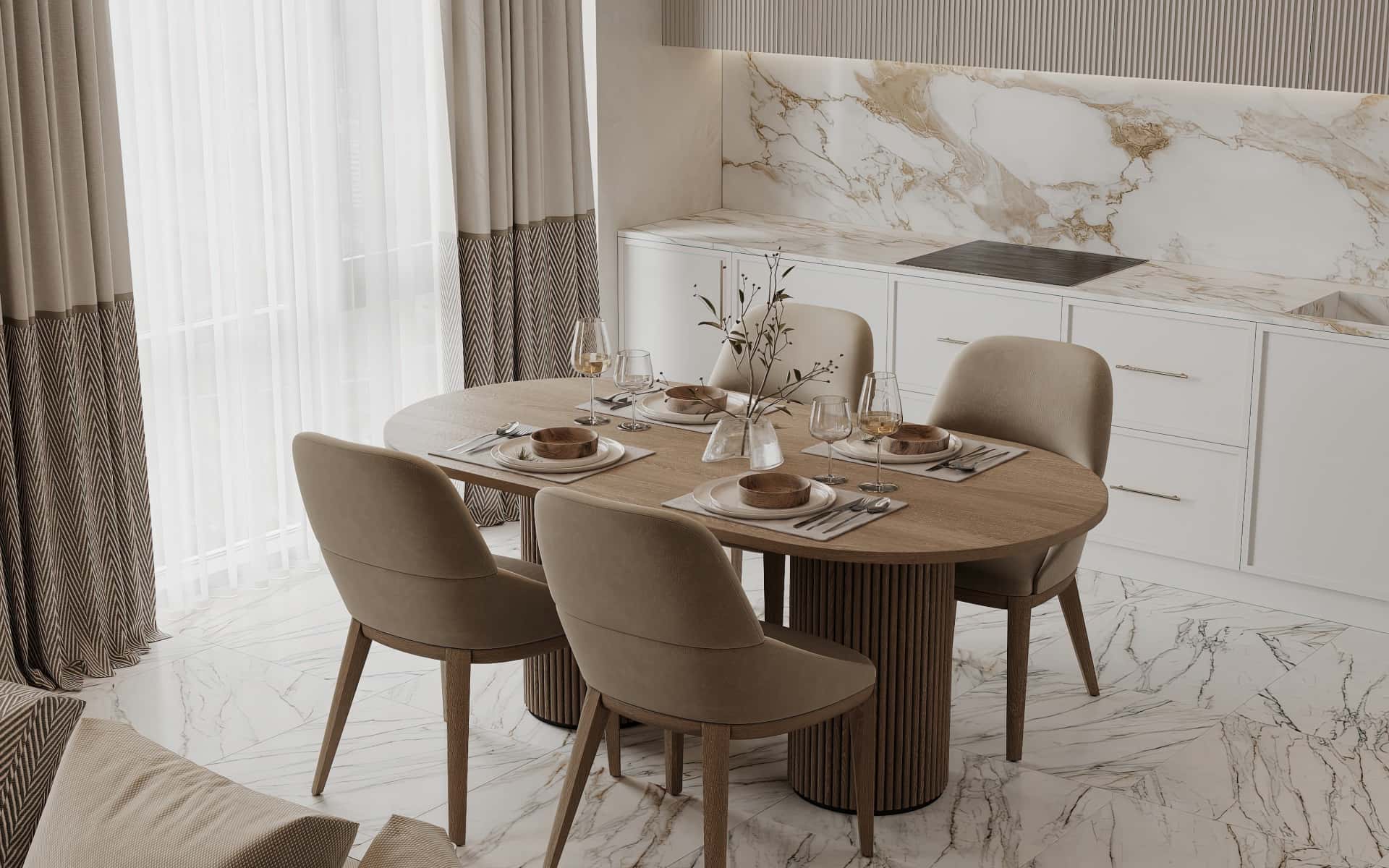 Дизайн и ремонт квартиры в ЖК Филисити — Пространство мечты, 71 м2. Кухня-гостиная