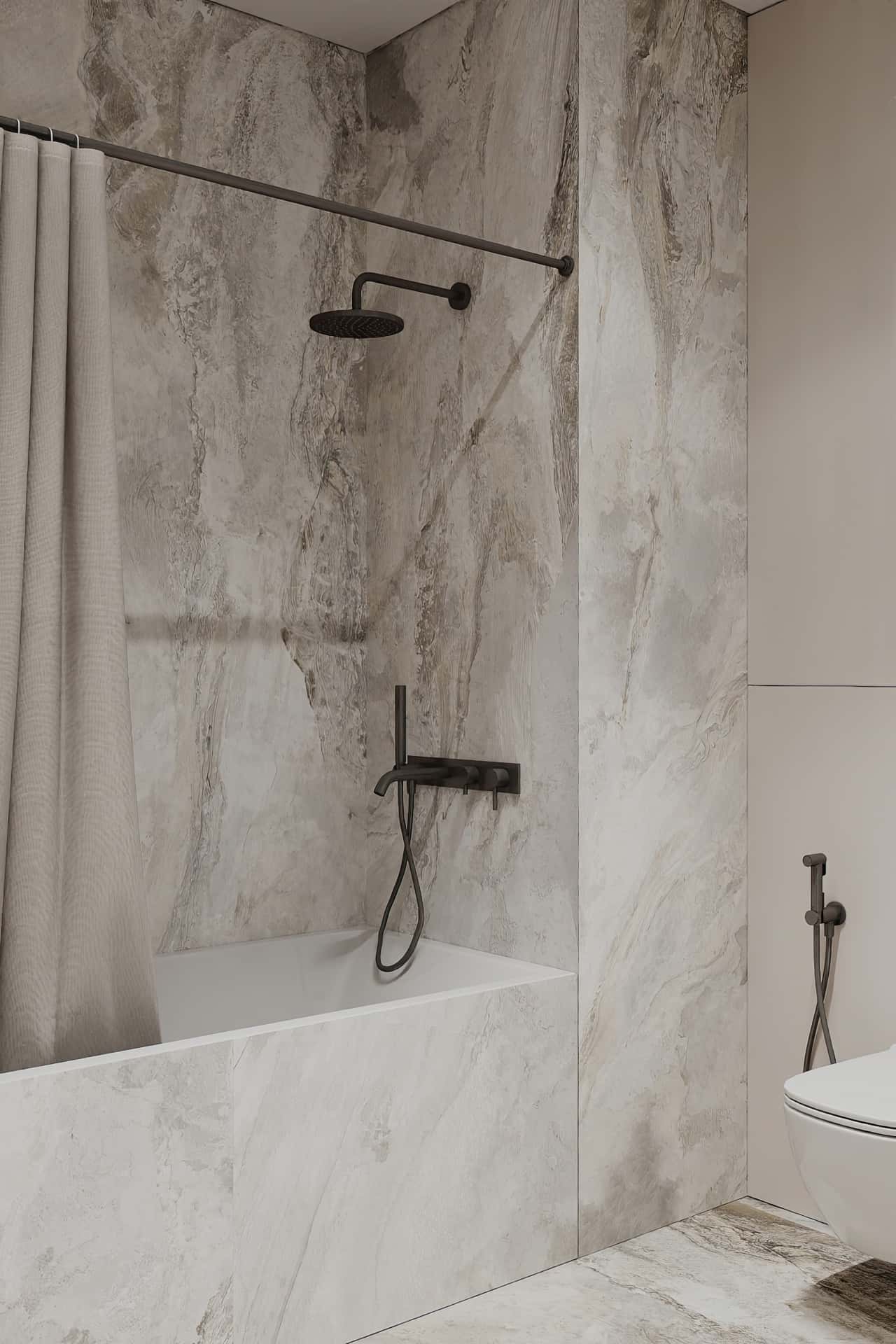 Дизайн и ремонт квартиры в ЖК Большая семерка — Тёплая гармония, 69 м2. Санузел большой, фото 3