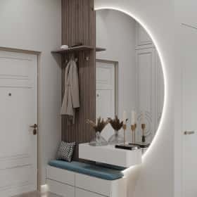 Фотографии прихожих. Удобство со вкусом. Дизайн и ремонт квартиры 88м2 ЖК Вереск в современной классике. Прихожая и коридор, фото 02.