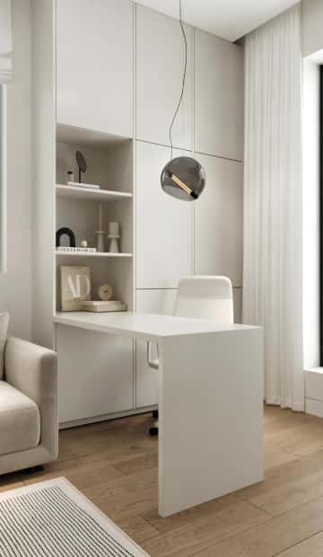 Мебель и декор для поддержания гармонии выбрали в тон отделке