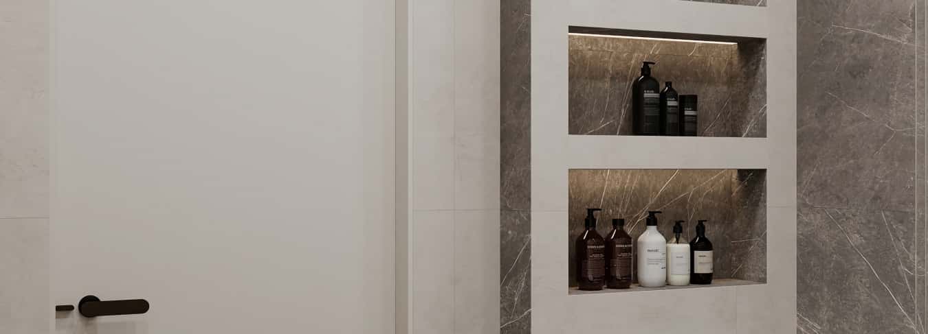 Фотографии помещений в современном стиле. Ода современности. Дизайн и ремонт квартиры 63м2 ЖК Рассказово в современном стиле. Ванная, фото 02.