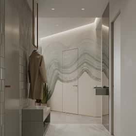 Воспоминания о море. Дизайн и ремонт квартиры 90м2 в ЖК Остров в современном стиле. Прихожая и коридор, фото 03