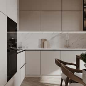 Растим чемпиона. Дизайн и ремонт квартиры 80м2 ЖК Ивантеевка 2020 в современном стиле. Кухня-гостиная, фото 01