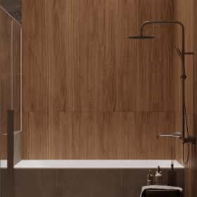 Очарование природы. Дизайн и ремонт загородного дома 116м2 в КП Британика в современном стиле. 2 этаж Ванная комната, фото 02