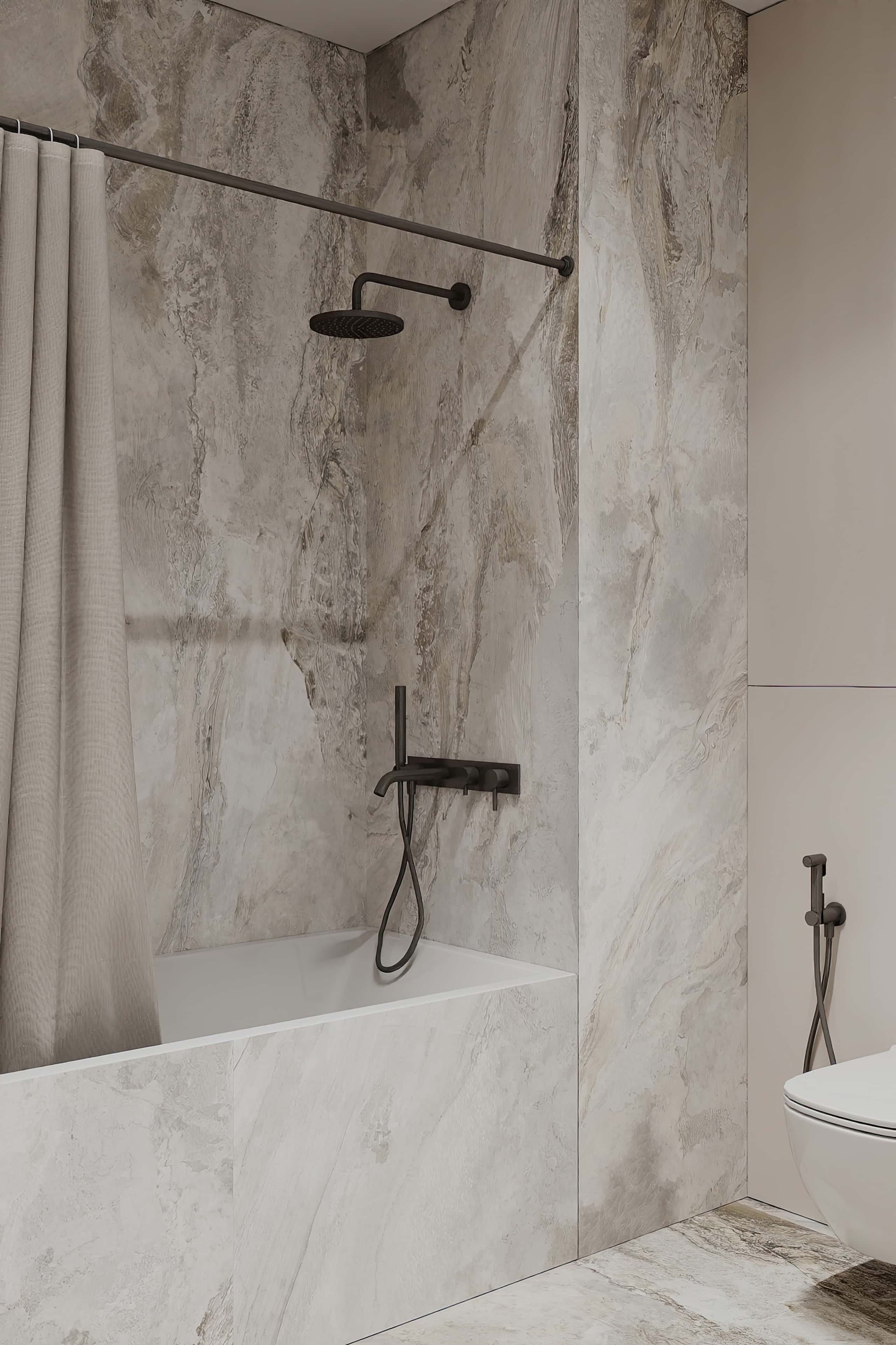 Оформление интерьера ванной комнаты. Фото № 80826.