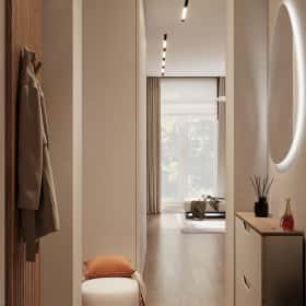 Очарование природы. Дизайн и ремонт загородного дома 116м2 в КП Британика в современном стиле. 1 этаж Прихожая, фото 02