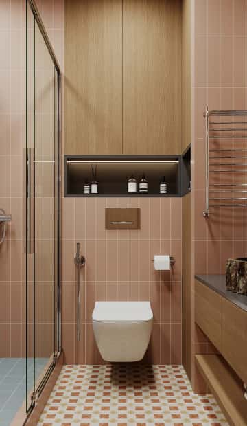 Песня в стиле кантри. Дизайн и ремонт квартиры 53м2 ЖК Вдохновение. Санузел, фото 02