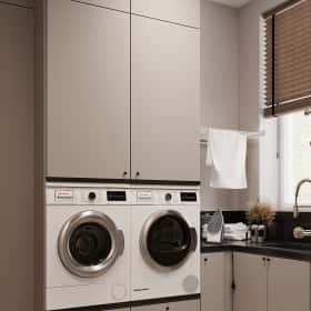 Очарование природы. Дизайн и ремонт загородного дома 116м2 в КП Британика в современном стиле. 1 этаж Постирочная