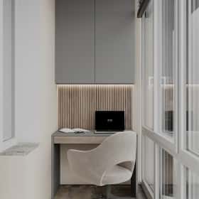 Тёплая гармония. Дизайн и ремонт квартиры 69м2 ЖК Большая семерка в современном стиле. Балкон