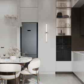 Удобство со вкусом. Дизайн и ремонт квартиры 88м2 ЖК Вереск в современной классике. Кухня-гостиная, фото 02