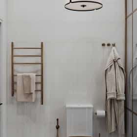 Вариации классики. Дизайн и ремонт дома 177м2 КП Лесная симфония в американском стиле. 1 этаж Душевая, фото 01