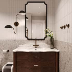 Дух Монмартра. Дизайн и ремонт квартиры 101м2 в ЖК Врубеля 4 во французской классике. Санузел