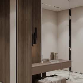 Тёплая гармония. Дизайн и ремонт квартиры 69м2 ЖК Большая семерка в современном стиле. Прихожая и коридор