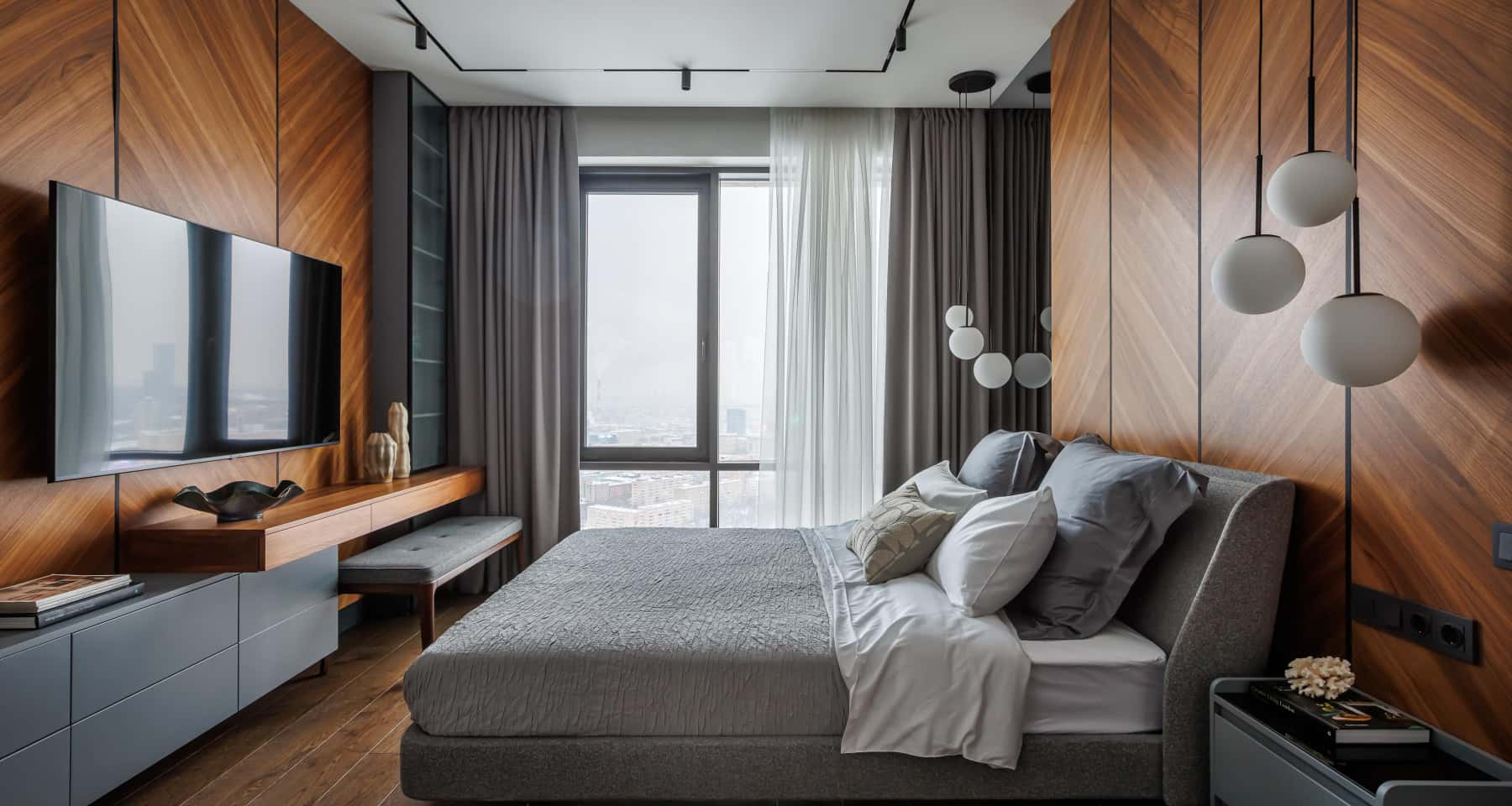 Ремонт квартиры в бетоне — фото отремонтированной спальни