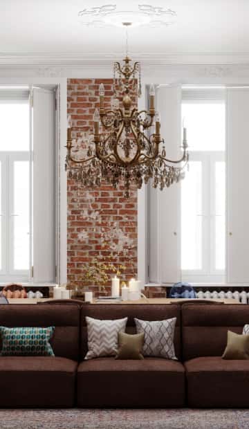 Чтобы регулировать интенсивность естественного света, на окна установили ставни-гармошки