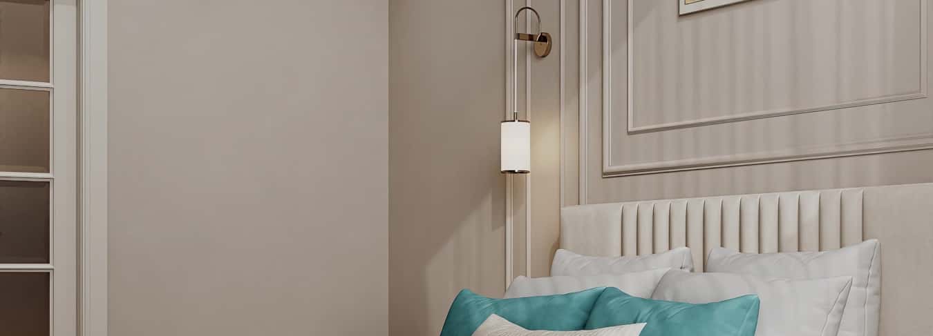 Фотографии спален. Квартира с мезонином. Дизайн и ремонт квартиры 89м2 ЖК Джаз в современном. Спальня, фото 02.