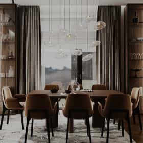 Высокие отношения. Дизайн и ремонт загородного дома 195м2 в КП Лесная поляна в современном стиле. 1 этаж Кухня-гостиная, фото 16