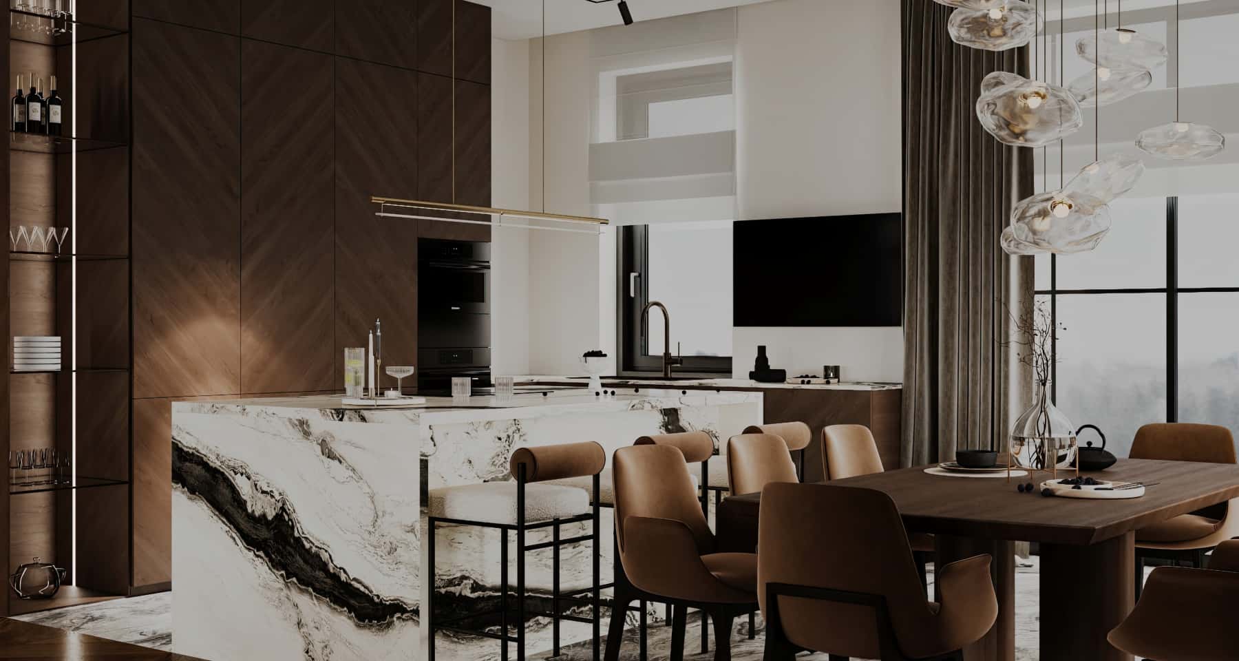 Дизайн современной кухни в загородном доме