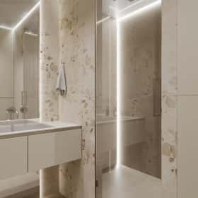 Сочный синий. Дизайн и ремонт квартиры 83м2 в ЖК Большая семерка в современном стиле. Мастер-санузел, фото 02