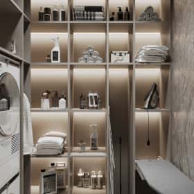 Фотографии санузлов. Удобство со вкусом. Дизайн и ремонт квартиры 88м2 ЖК Вереск в современной классике. Санузел, фото 05.