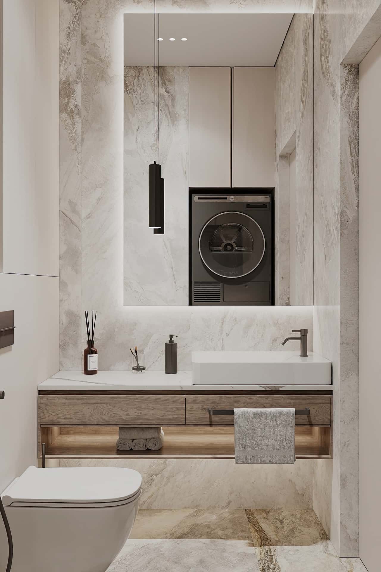 Дизайн и ремонт квартиры в ЖК Большая семерка — Тёплая гармония, 69 м2. Санузел малый