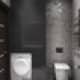 Встроенный в ванную комнату шкаф серого цвета. Дизайн и ремонт квартиры в ЖК «Ривер Парк» — Брутальный Нью-Йорк. Фото 028