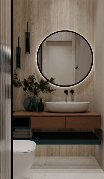 Объятия моря. Дизайн и ремонт квартиры 91м2 ЖК Событие в современном эко-стиле. Гостевой санузел