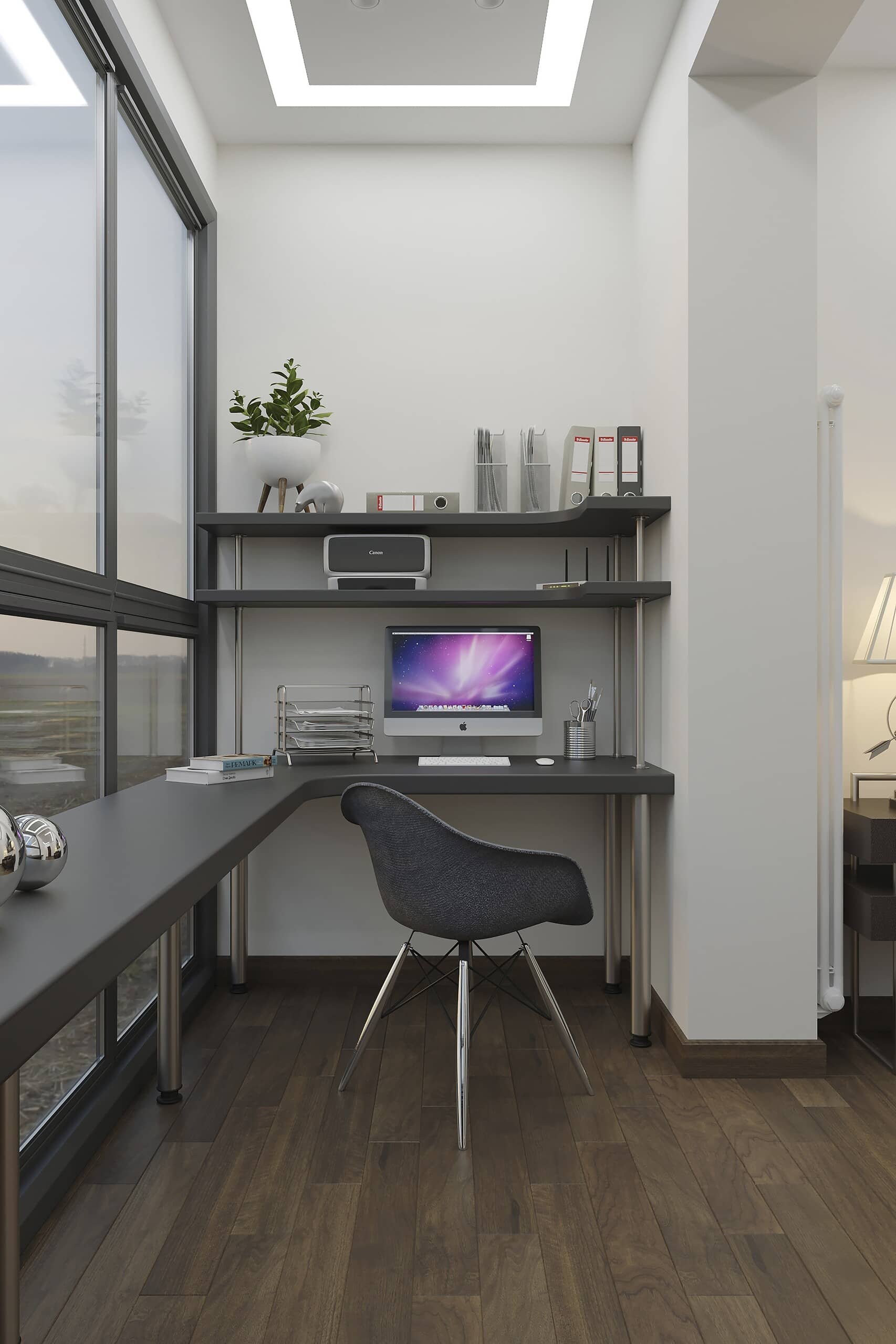 Офисный стул серого цвета  в стиле минимализм