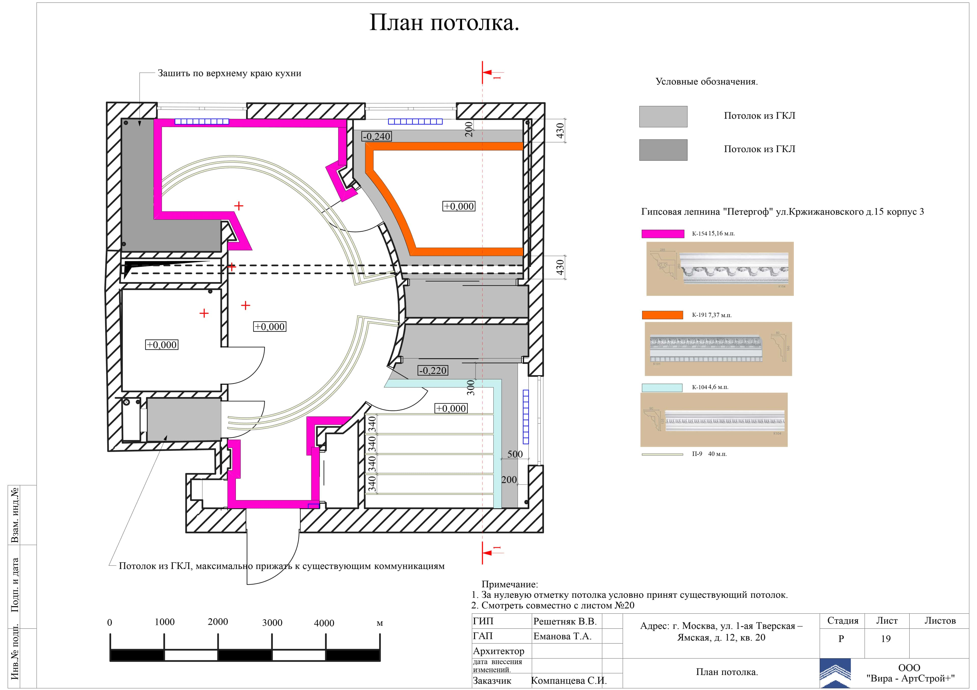 План потолка, квартира 50 м²