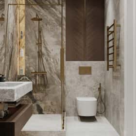 Современная роскошь. Дизайн и ремонт квартиры 111м2 ЖК Павелецкая сити в современном стиле. Мастер-санузел, фото 02