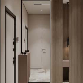 Тёплая гармония. Дизайн и ремонт квартиры 69м2 ЖК Большая семерка в современном стиле. Прихожая и коридор, фото 02