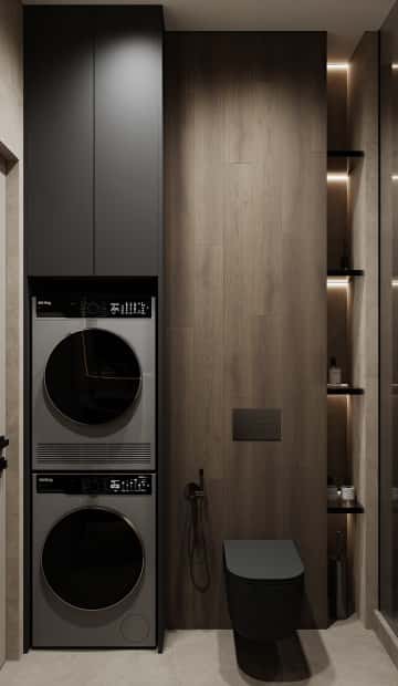 Натуральная палитра. Дизайн и ремонт квартиры 84м2 ЖК Shagal в современном стиле. Гостевой санузел, фото 03