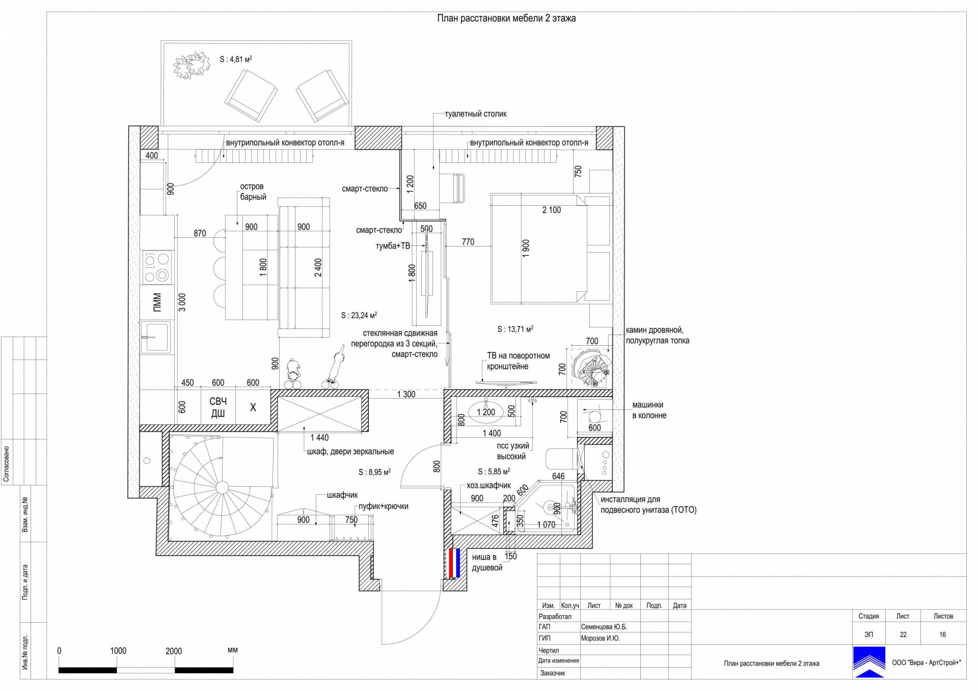 План расстановки мебели 2 этажа, квартира 162 м² в ЖК «Джаз»