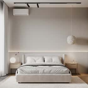 Скандинавский акцент. Дизайн и ремонт квартиры 95м2 ЖК Садовые кварталы в современном стиле. Мастер-спальня