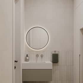 Скандинавский акцент. Дизайн и ремонт квартиры 95м2 ЖК Садовые кварталы в современном стиле. Гостевой санузел, фото 02