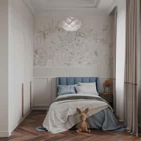 Вариации классики. Дизайн и ремонт дома 177м2 КП Лесная симфония в американском стиле. 2 этаж Детская 1